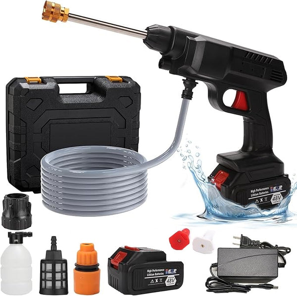 Hidrolavadora a presión portátil + 2 Baterías + Aspirador de coche de regalo